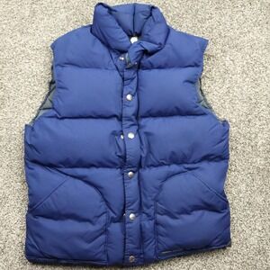Sierra Designs Vest Mens Small Blue Quilted Puffer Snap Front Outdoor Goose down